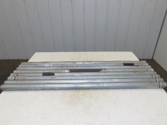 1.9" Grooved Conveyor Roller 50"BF Galvanized Steel 7/16" Hex Axle Lot of 8