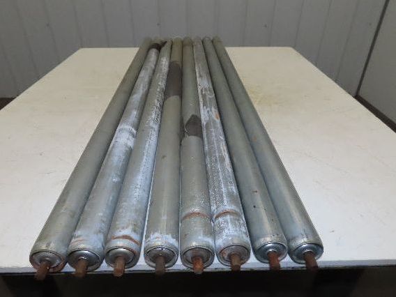 1.9" Grooved Conveyor Roller 50"BF Galvanized Steel 7/16" Hex Axle Lot of 8