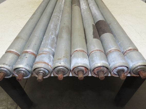 1.9" Grooved Conveyor Roller 50"BF Galvanized Steel 7/16" Hex Axle Lot of 8