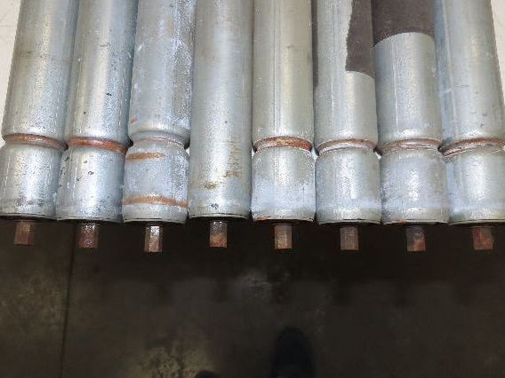 1.9" Grooved Conveyor Roller 50"BF Galvanized Steel 7/16" Hex Axle Lot of 8