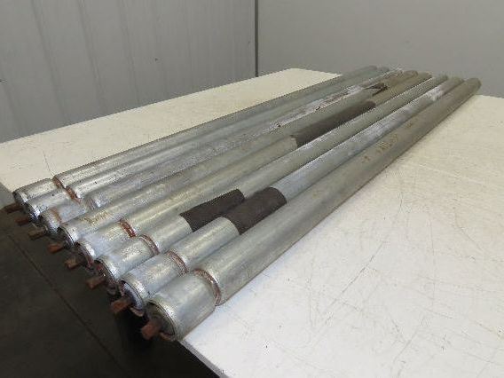 1.9" Grooved Conveyor Roller 50"BF Galvanized Steel 7/16" Hex Axle Lot of 8