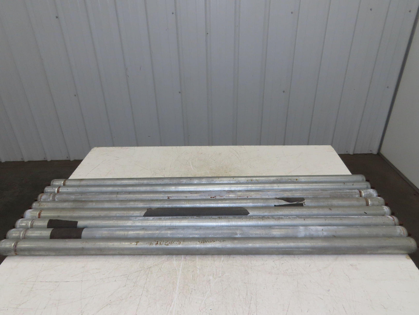 1.9" Grooved Conveyor Roller 50"BF Galvanized Steel 7/16" Hex Axle Lot of 8