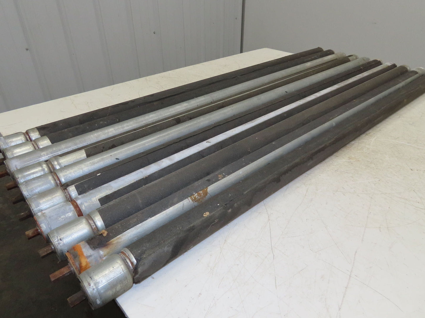 1.9" Grooved Conveyor Roller 50"BF Galvanized Steel 7/16" Hex Axle Lot of 10