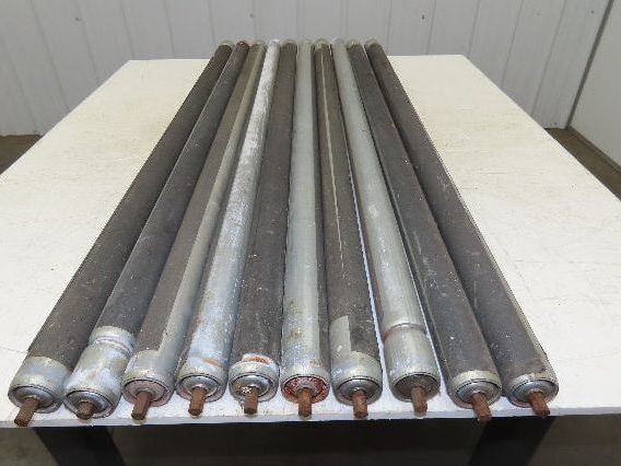 1.9" Grooved Conveyor Roller 50"BF Galvanized Steel 7/16" Hex Axle Lot of 10