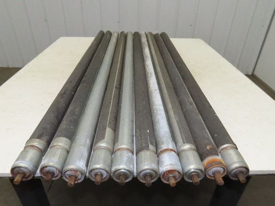 1.9" Grooved Conveyor Roller 50"BF Galvanized Steel 7/16" Hex Axle Lot of 10