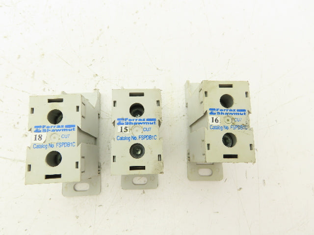 Ferraz Shawmut FSPDB1C Power Distribution Block 600V 175A Line 2/0-#14 Lot of 3