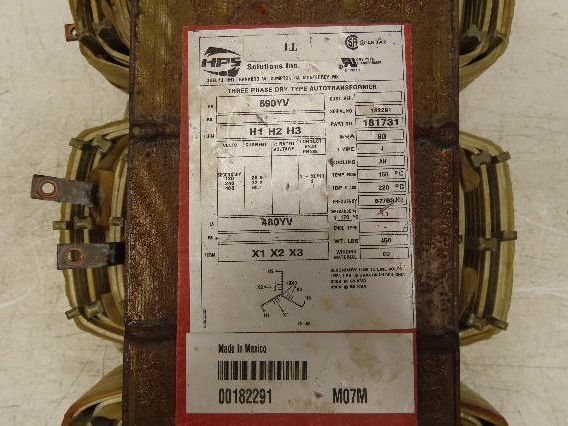 Hammond 181731 Step Down Power Transformer 80kva HV 690YV LV 480YV 3 Phase