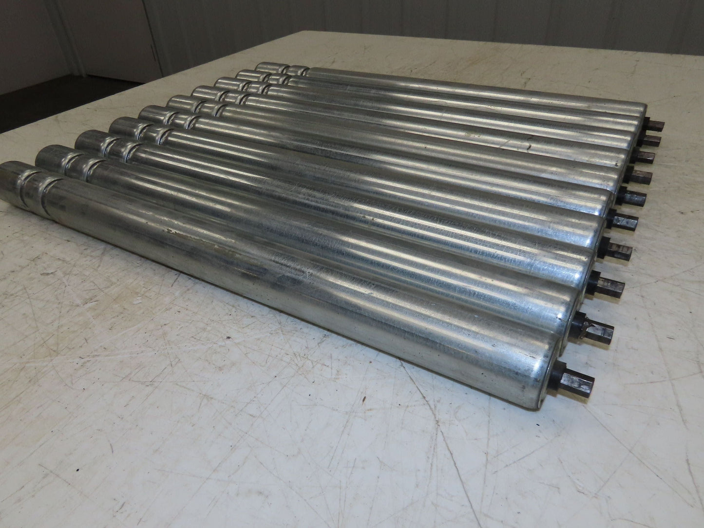 1.9" Conveyor Roller 24"BF Double Groove O-Ring Galvanized Steel Lot of 10
