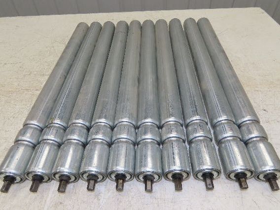 1.9" Conveyor Roller 24"BF Double Groove O-Ring Galvanized Steel Lot of 10