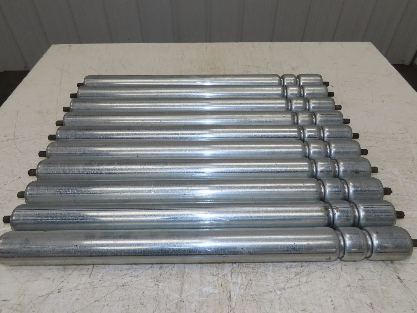 1.9" Conveyor Roller 24"BF Double Groove O-Ring Galvanized Steel Lot of 10