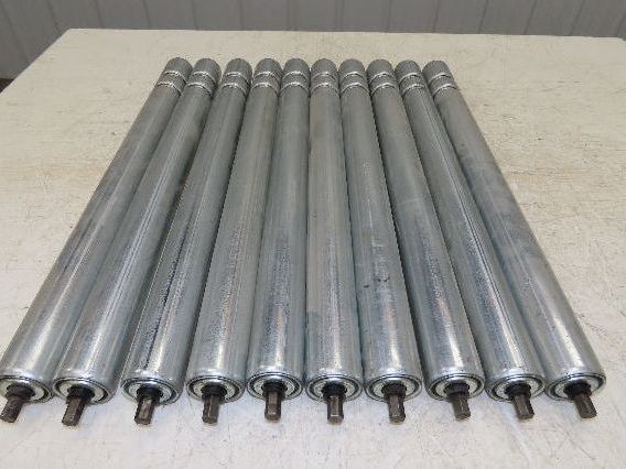 1.9" Conveyor Roller 24"BF Double Groove O-Ring Galvanized Steel Lot of 10