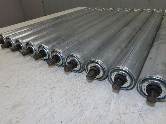 1.9" Conveyor Roller 24"BF Double Groove O-Ring Galvanized Steel Lot of 10