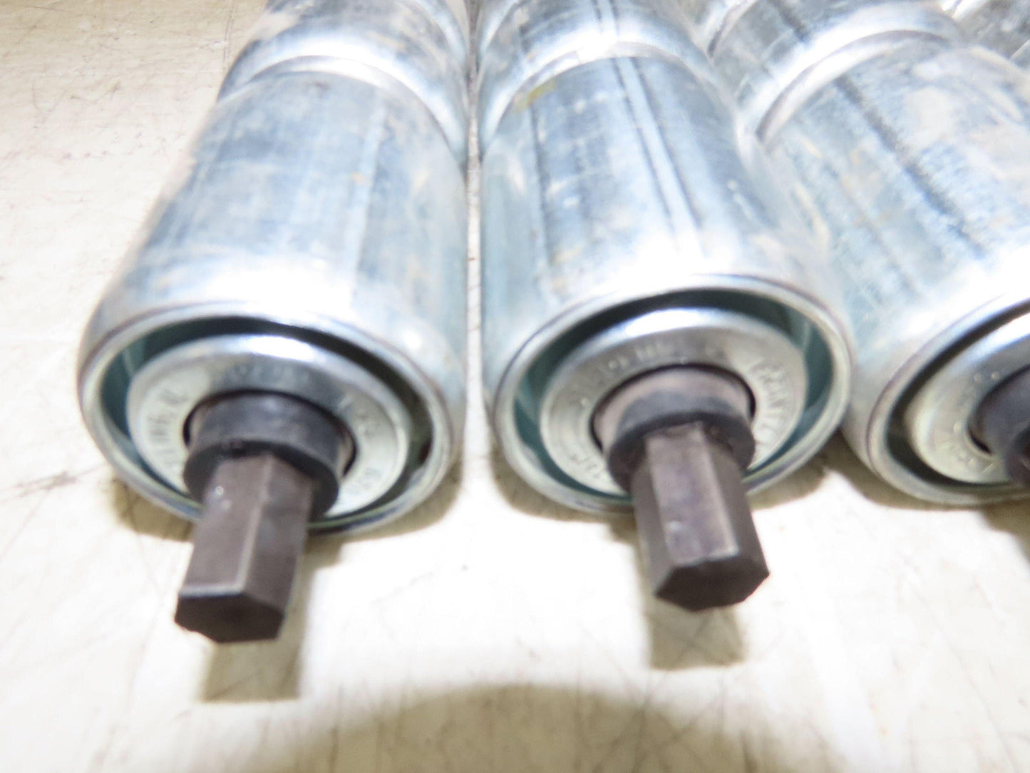 1.9" Conveyor Roller 24"BF Double Groove O-Ring Galvanized Steel Lot of 10