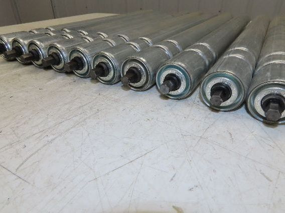 1.9" Conveyor Roller 24"BF Double Groove O-Ring Galvanized Steel Lot of 10