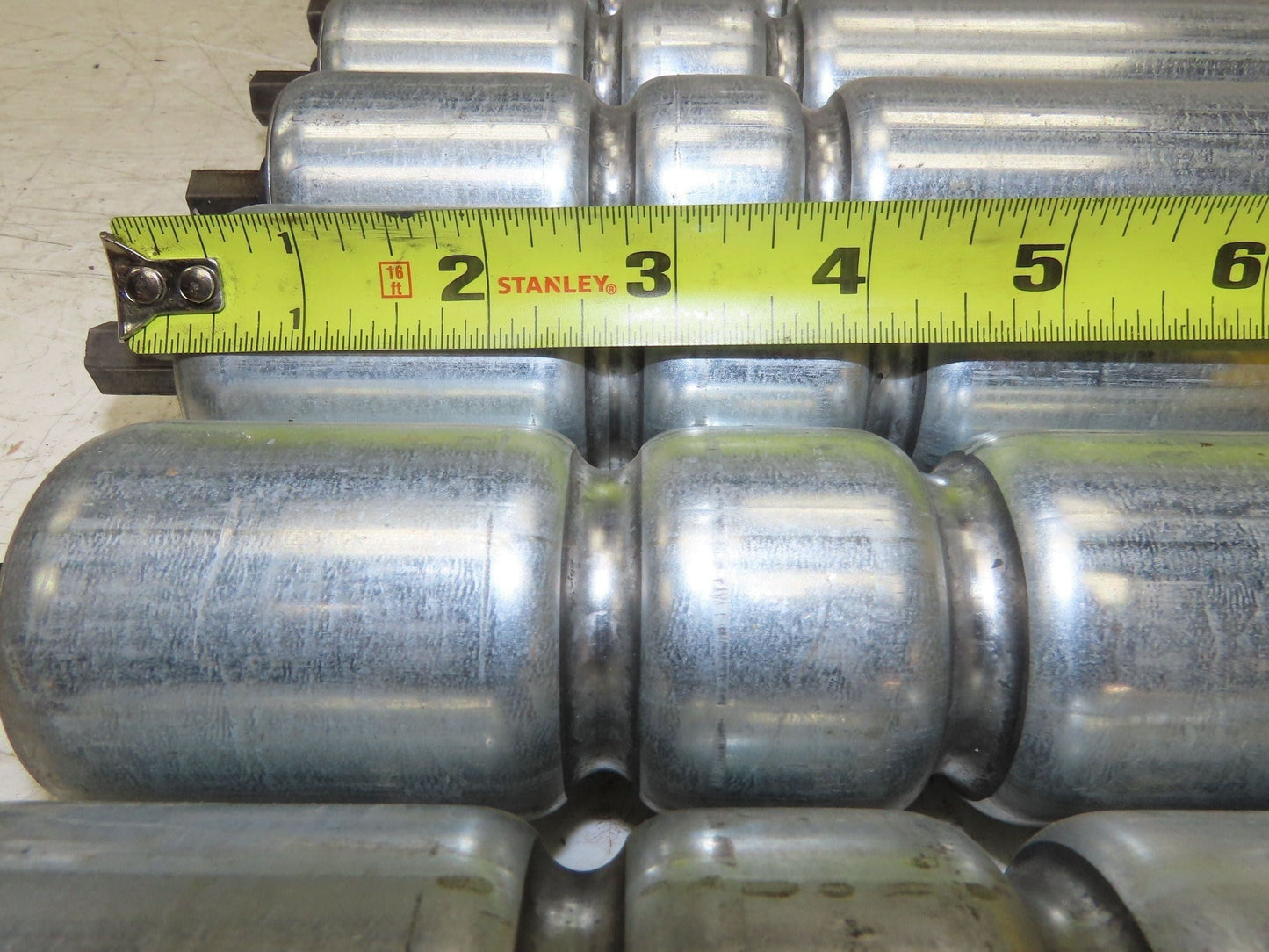 1.9" Conveyor Roller 24"BF Double Groove O-Ring Galvanized Steel Lot of 10