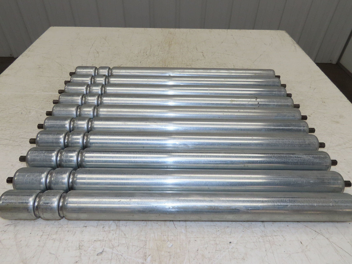 1.9" Conveyor Roller 24"BF Double Groove O-Ring Galvanized Steel Lot of 10