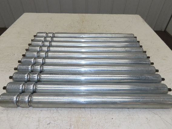 1.9" Conveyor Roller 24"BF Double Groove O-Ring Galvanized Steel Lot of 10