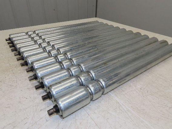 1.9" Conveyor Roller 24"BF Double Groove O-Ring Galvanized Steel Lot of 12