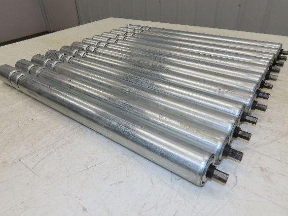 1.9" Conveyor Roller 24"BF Double Groove O-Ring Galvanized Steel Lot of 12