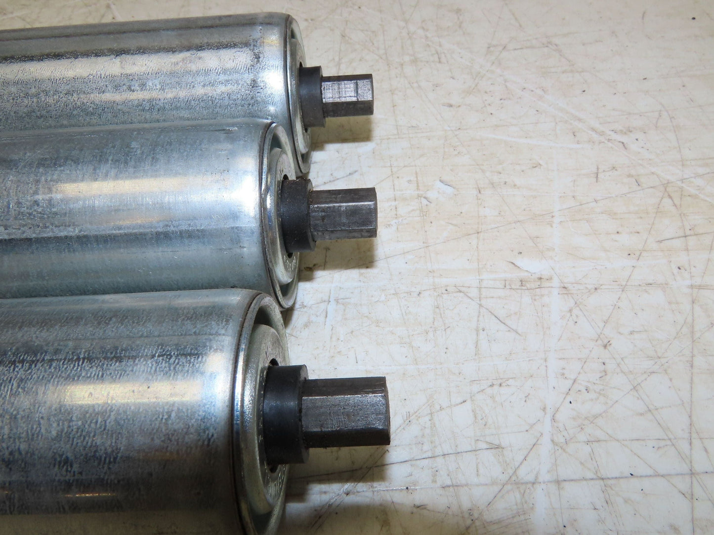 1.9" Conveyor Roller 24"BF Double Groove O-Ring Galvanized Steel Lot of 3