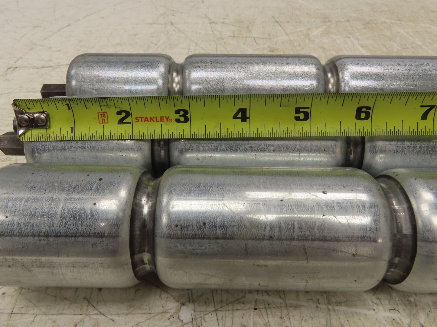 1.9" Conveyor Roller 24"BF Double Groove O-Ring Galvanized Steel Lot of 3