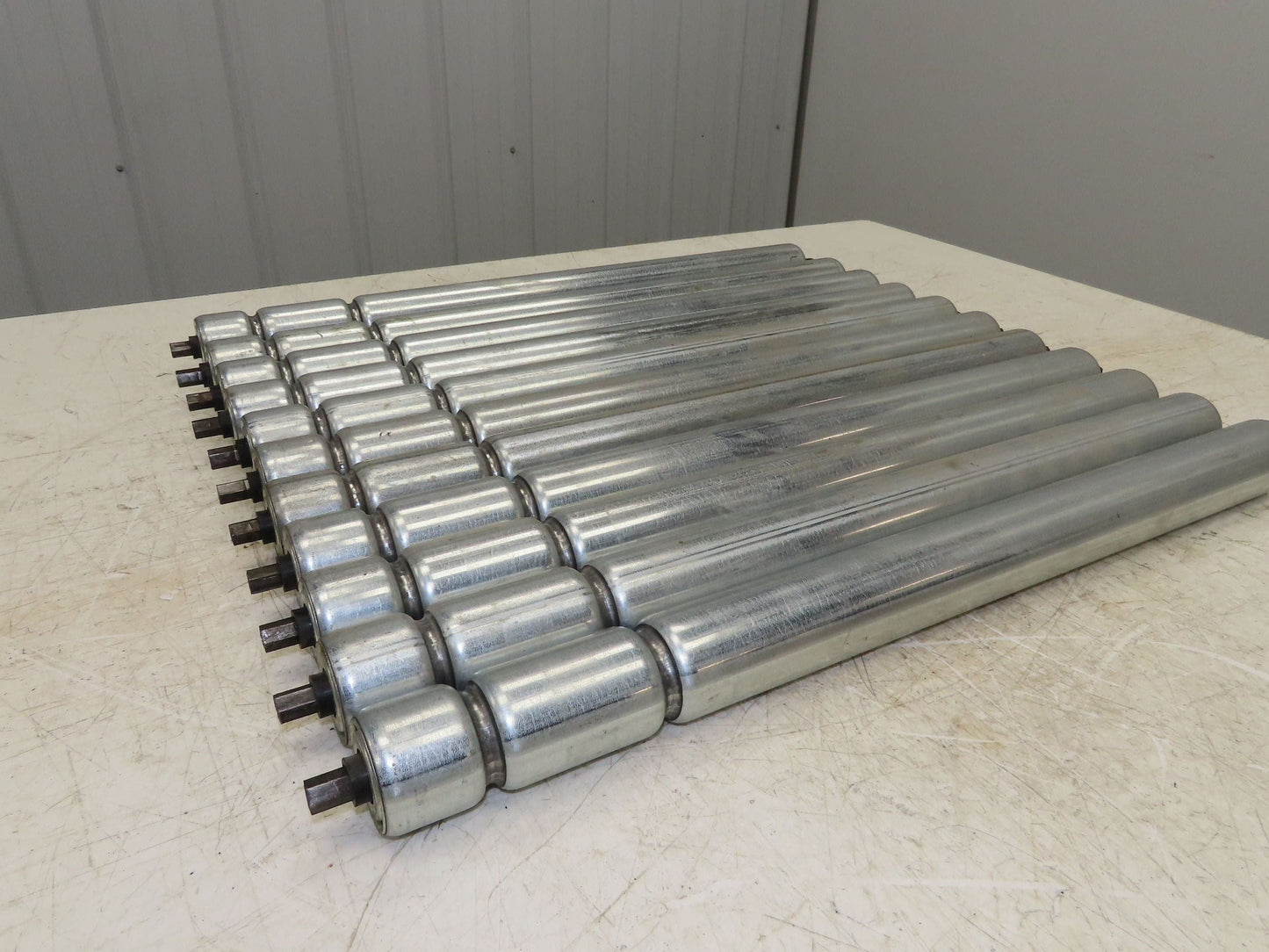 1.9" Conveyor Roller 24"BF Double Groove O-Ring Galvanized Steel Lot of 11