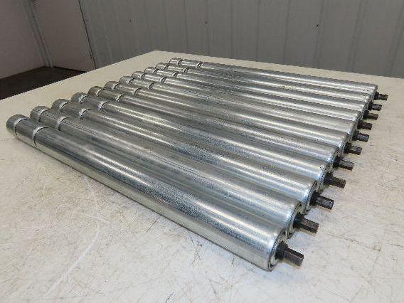 1.9" Conveyor Roller 24"BF Double Groove O-Ring Galvanized Steel Lot of 11