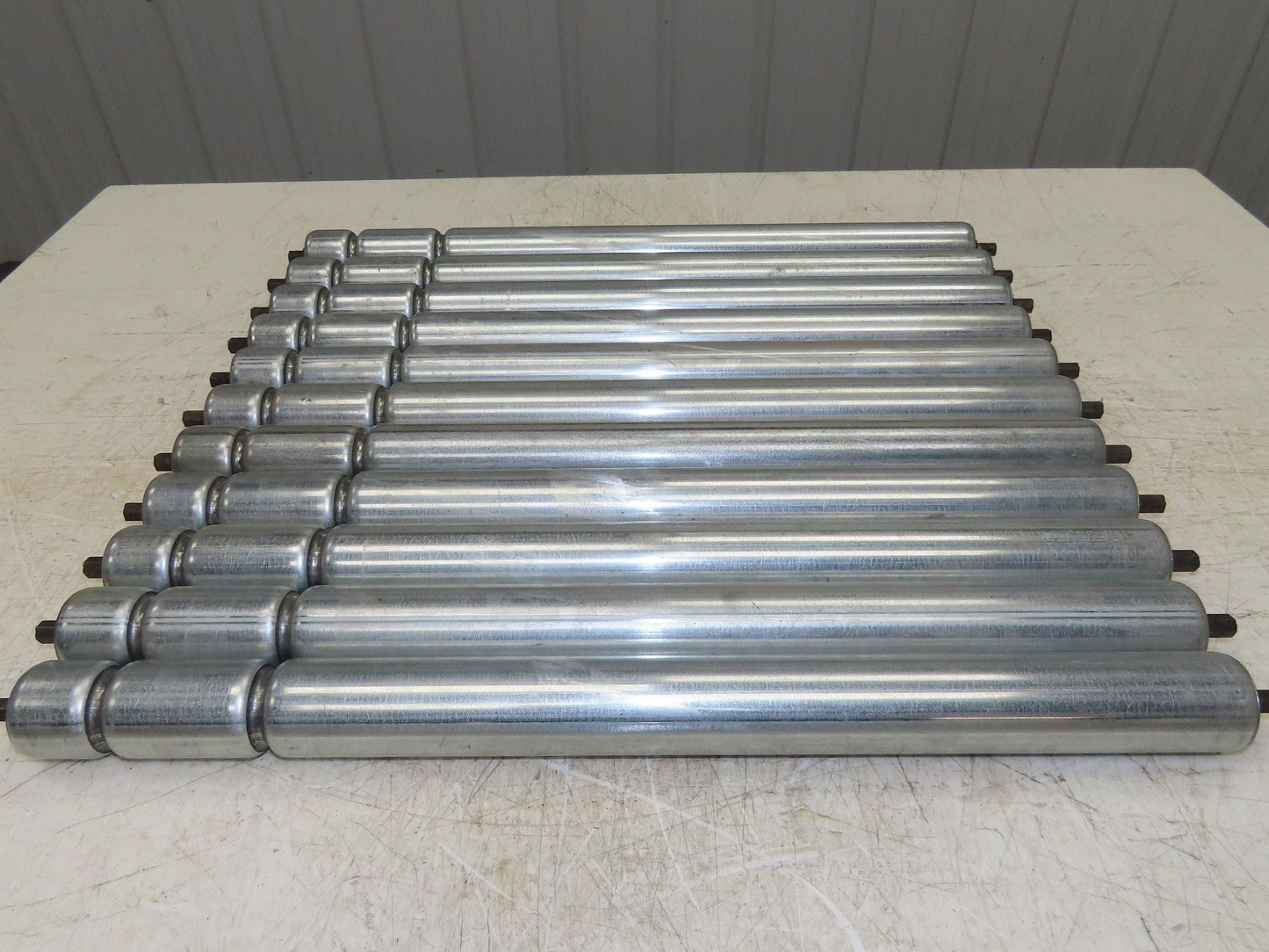 1.9" Conveyor Roller 24"BF Double Groove O-Ring Galvanized Steel Lot of 11