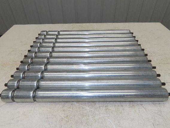 1.9" Conveyor Roller 24"BF Double Groove O-Ring Galvanized Steel Lot of 11