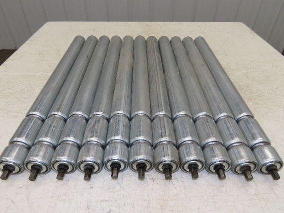 1.9" Conveyor Roller 24"BF Double Groove O-Ring Galvanized Steel Lot of 11