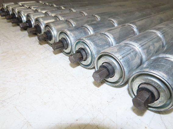 1.9" Conveyor Roller 24"BF Double Groove O-Ring Galvanized Steel Lot of 11