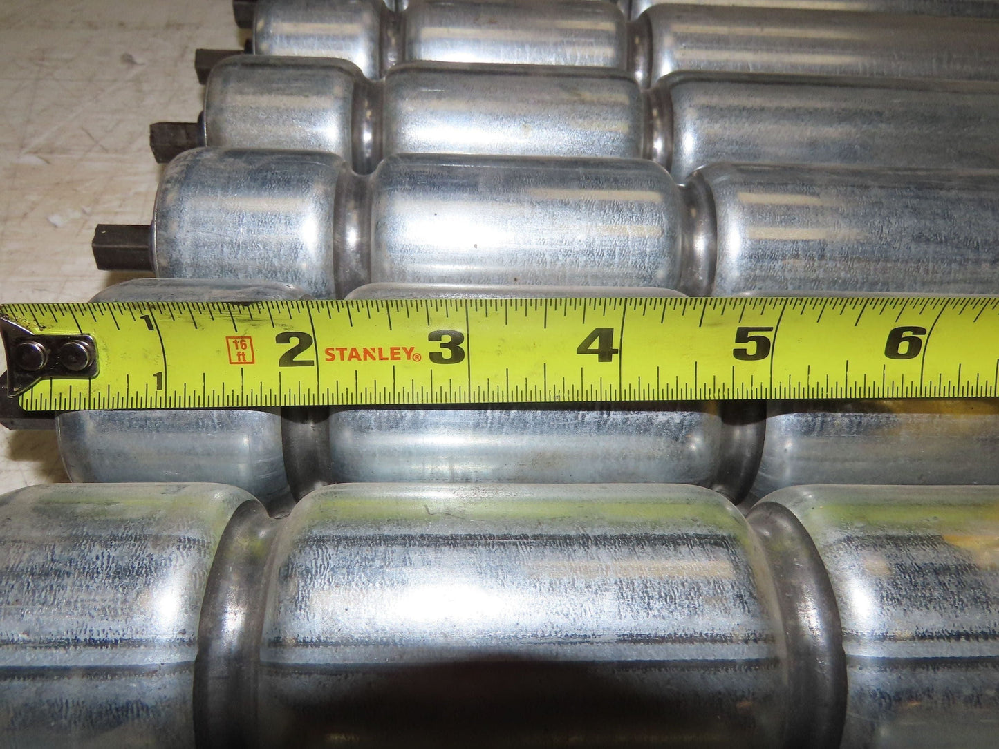 1.9" Conveyor Roller 24"BF Double Groove O-Ring Galvanized Steel Lot of 11