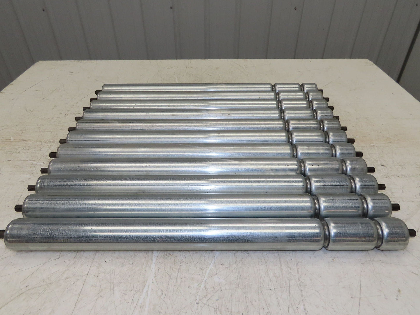 1.9" Conveyor Roller 24"BF Double Groove O-Ring Galvanized Steel Lot of 11