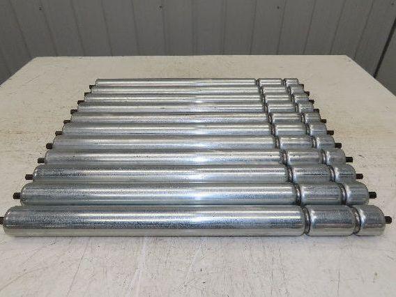 1.9" Conveyor Roller 24"BF Double Groove O-Ring Galvanized Steel Lot of 11