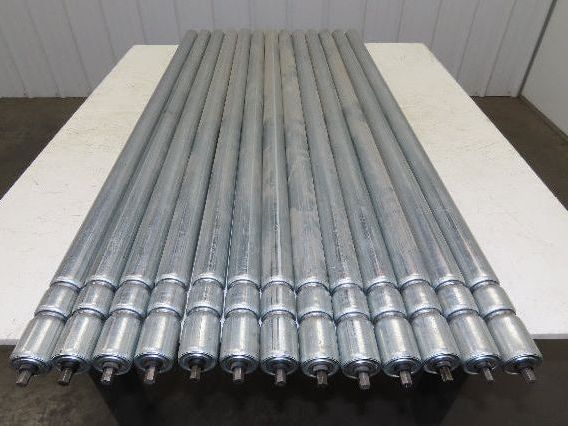 1.9" Conveyor Roller 52"BF Double Groove O-Ring Galvanized Steel Lot of 13