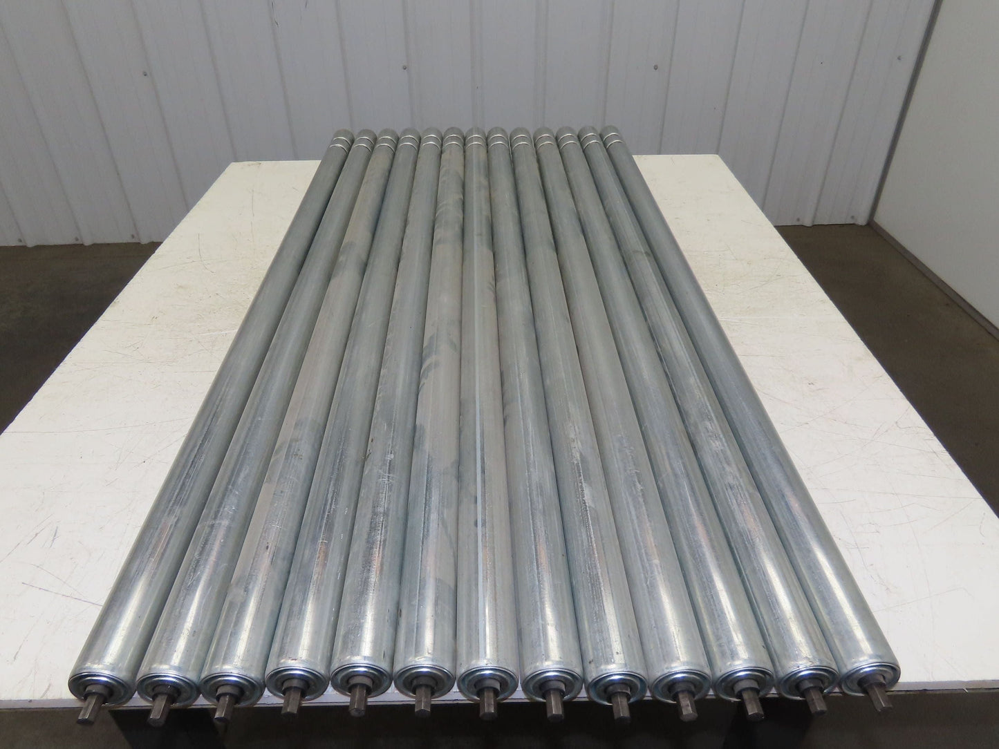 1.9" Conveyor Roller 52"BF Double Groove O-Ring Galvanized Steel Lot of 13