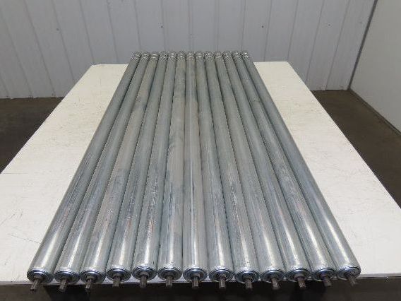 1.9" Conveyor Roller 52"BF Double Groove O-Ring Galvanized Steel Lot of 13