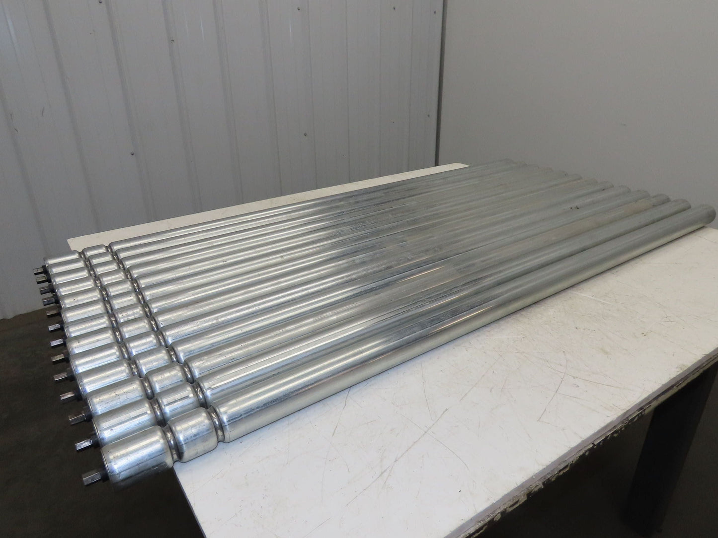 1.9" Conveyor Roller 52"BF Double Groove O-Ring Galvanized Steel Lot of 13