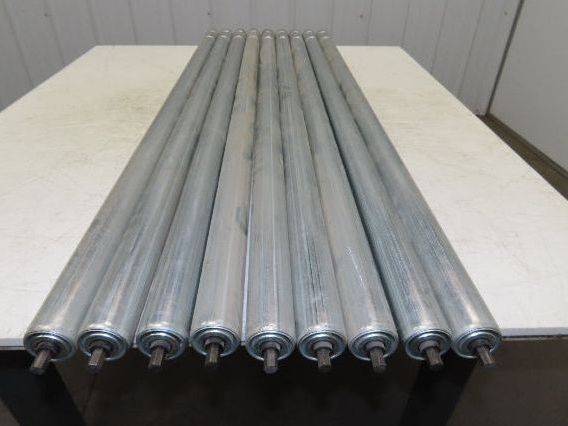 1.9" Conveyor Roller 52"BF Double Groove O-Ring Galvanized Steel Lot of 9