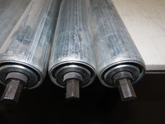 1.9" Conveyor Roller 52"BF Double Groove O-Ring Galvanized Steel Lot of 9