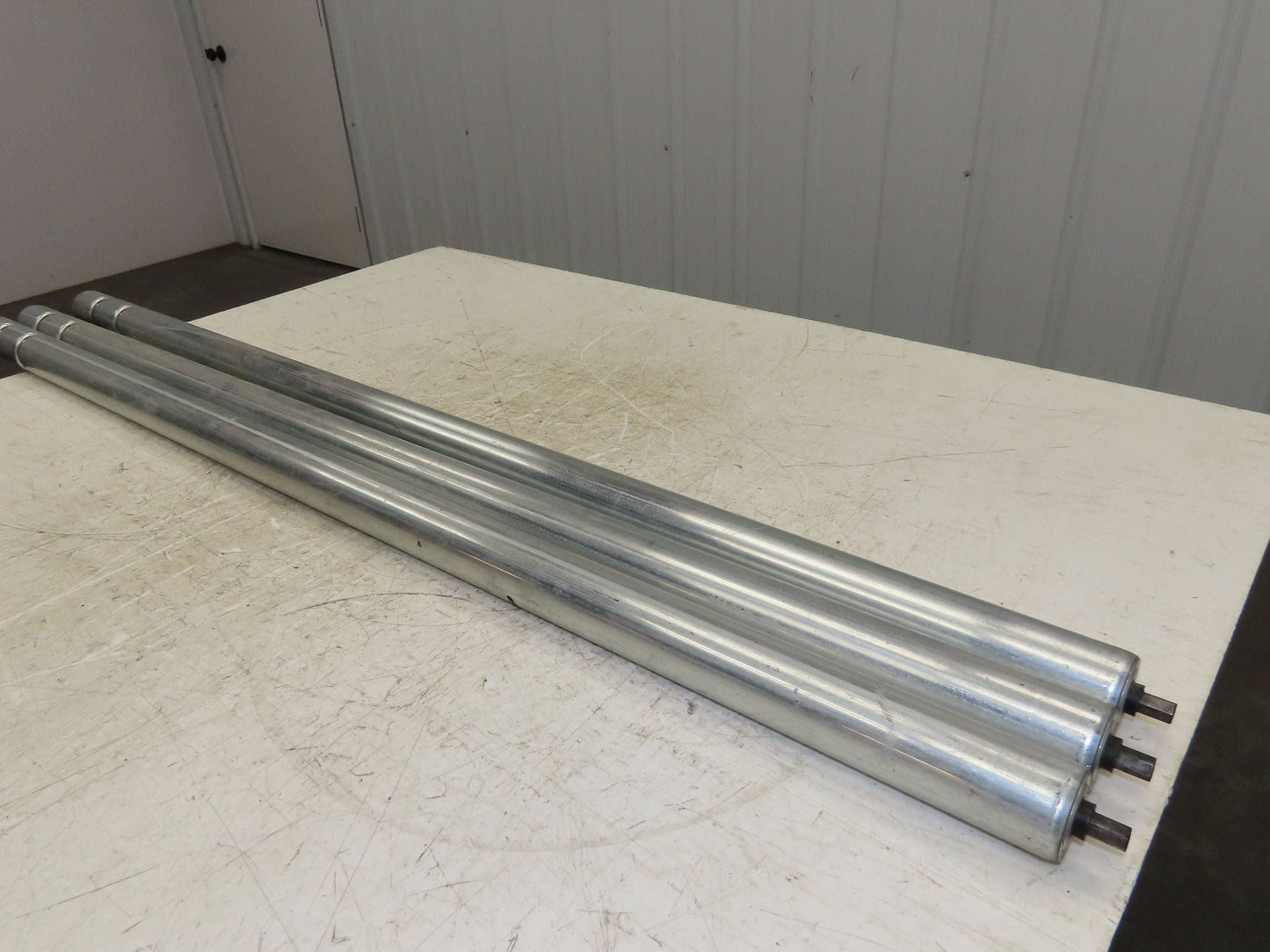 1.9" Conveyor Roller 52"BF Double Groove O-Ring Galvanized Steel Lot of 3