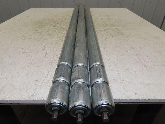 1.9" Conveyor Roller 52"BF Double Groove O-Ring Galvanized Steel Lot of 3