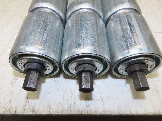1.9" Conveyor Roller 52"BF Double Groove O-Ring Galvanized Steel Lot of 3