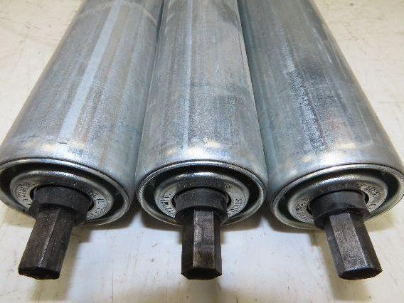 1.9" Conveyor Roller 52"BF Double Groove O-Ring Galvanized Steel Lot of 3