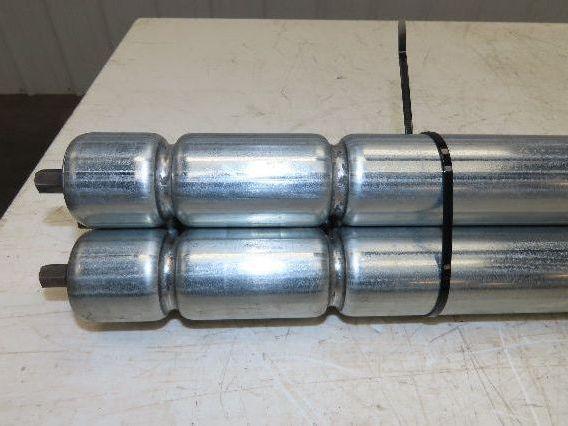1.9" Conveyor Roller 44"BF Double Groove O-Ring Galvanized Steel Lot of 3