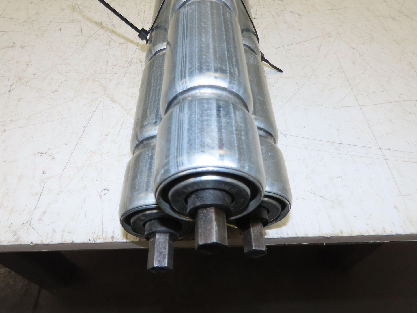 1.9" Conveyor Roller 50"BF Double Groove O-Ring Galvanized Steel Lot of 3