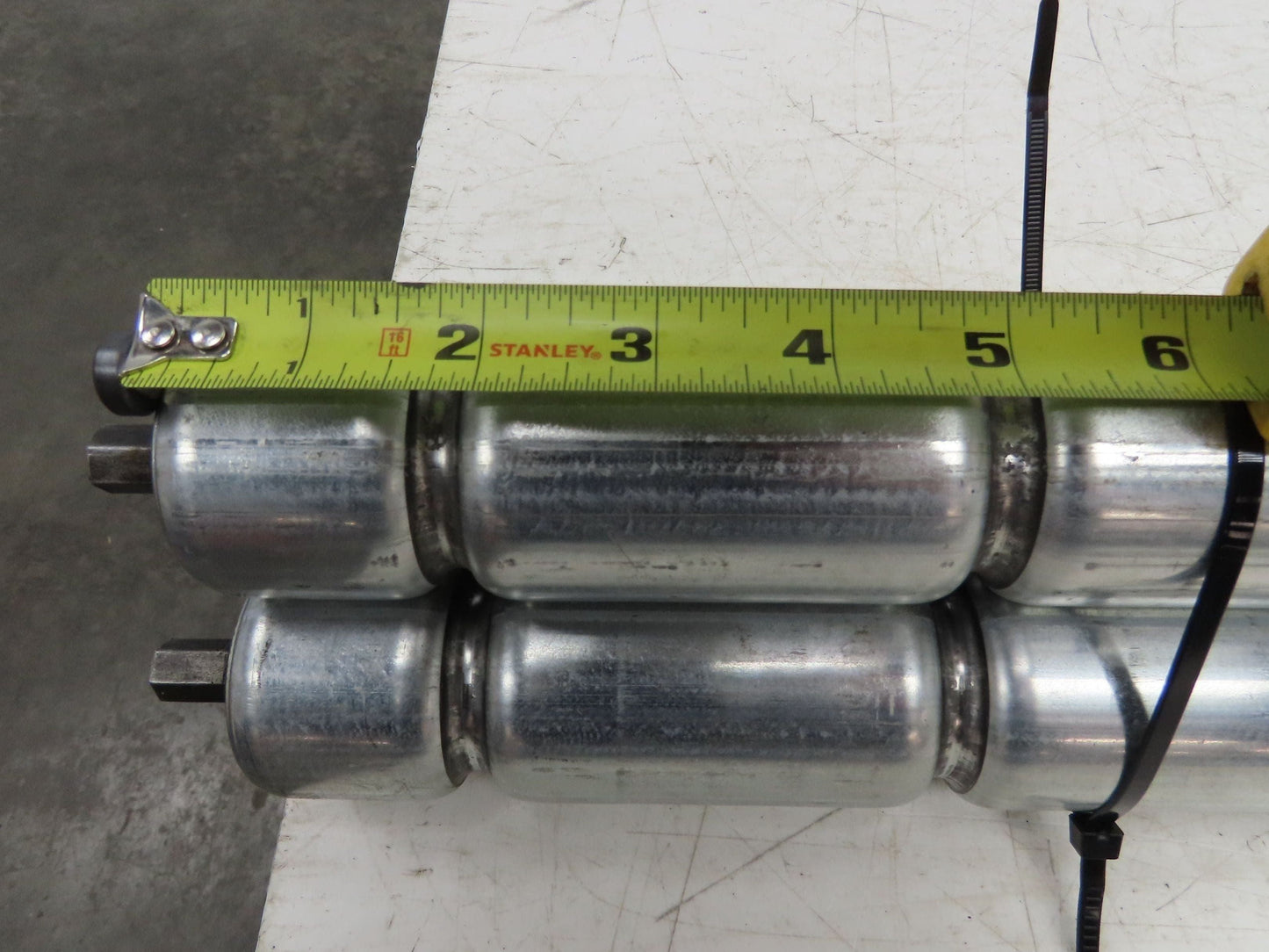 1.9" Conveyor Roller 50"BF Double Groove O-Ring Galvanized Steel Lot of 3