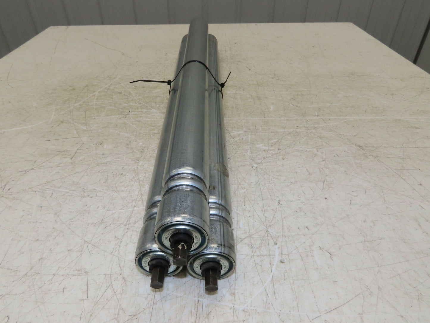1.9" Conveyor Roller 27"BF Double Groove O-Ring Galvanized Steel Lot of 3