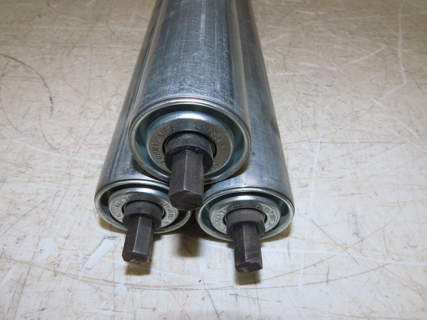 1.9" Conveyor Roller 27"BF Double Groove O-Ring Galvanized Steel Lot of 3