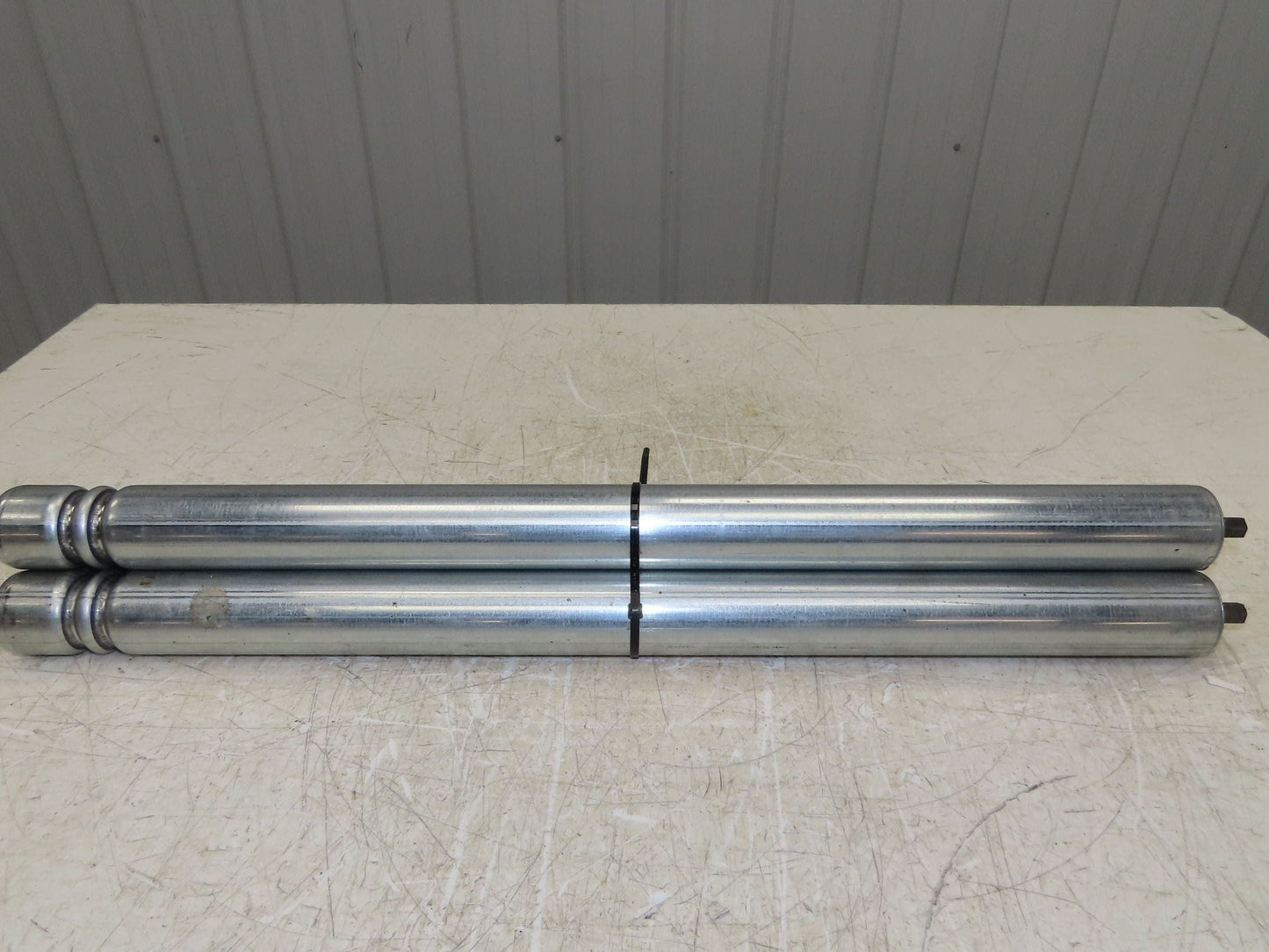 1.9" Conveyor Roller 27"BF Double Groove O-Ring Galvanized Steel Lot of 3